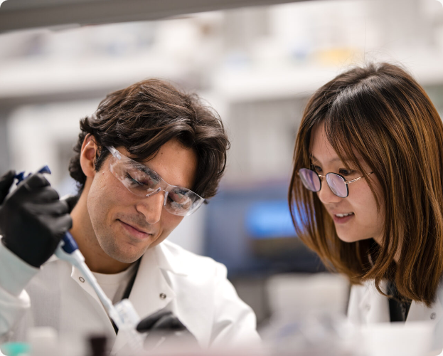 Researchers in lab